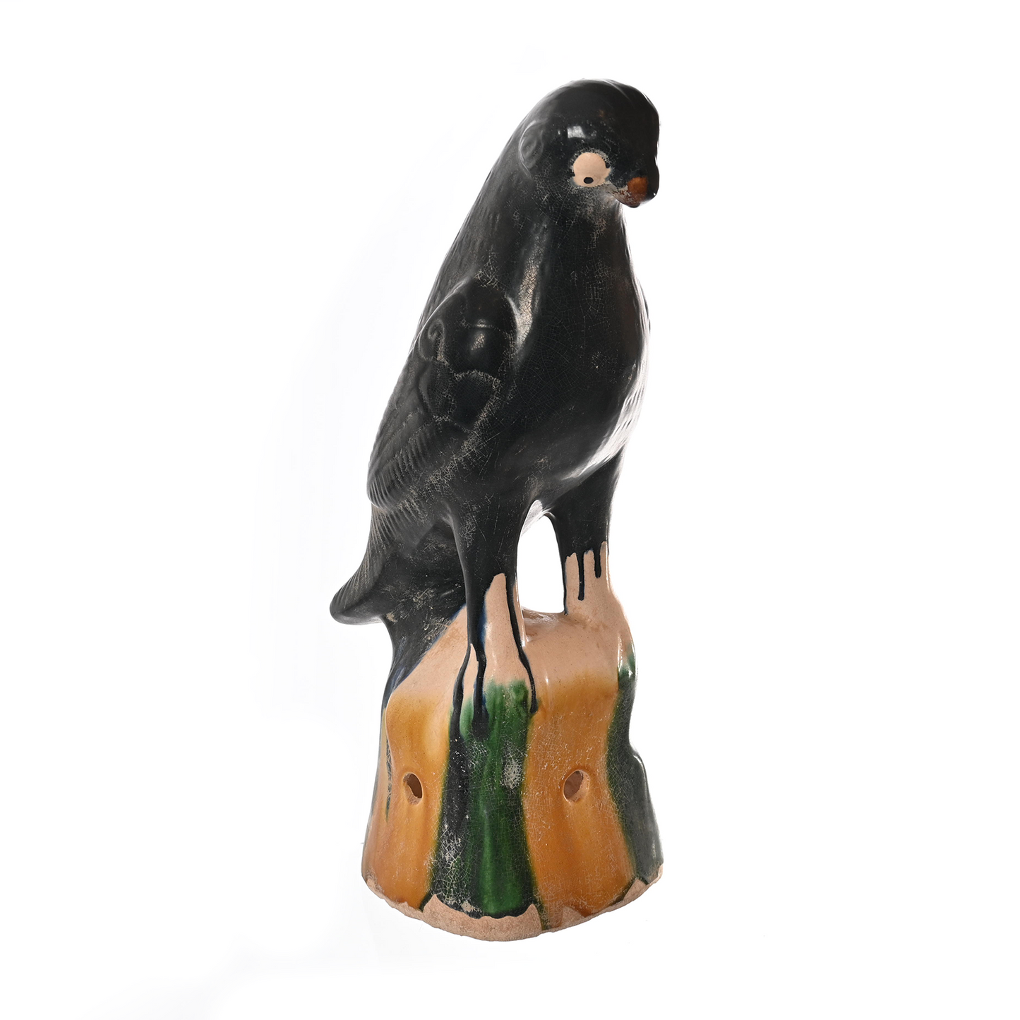 Black ceramic bird sculpture, large
