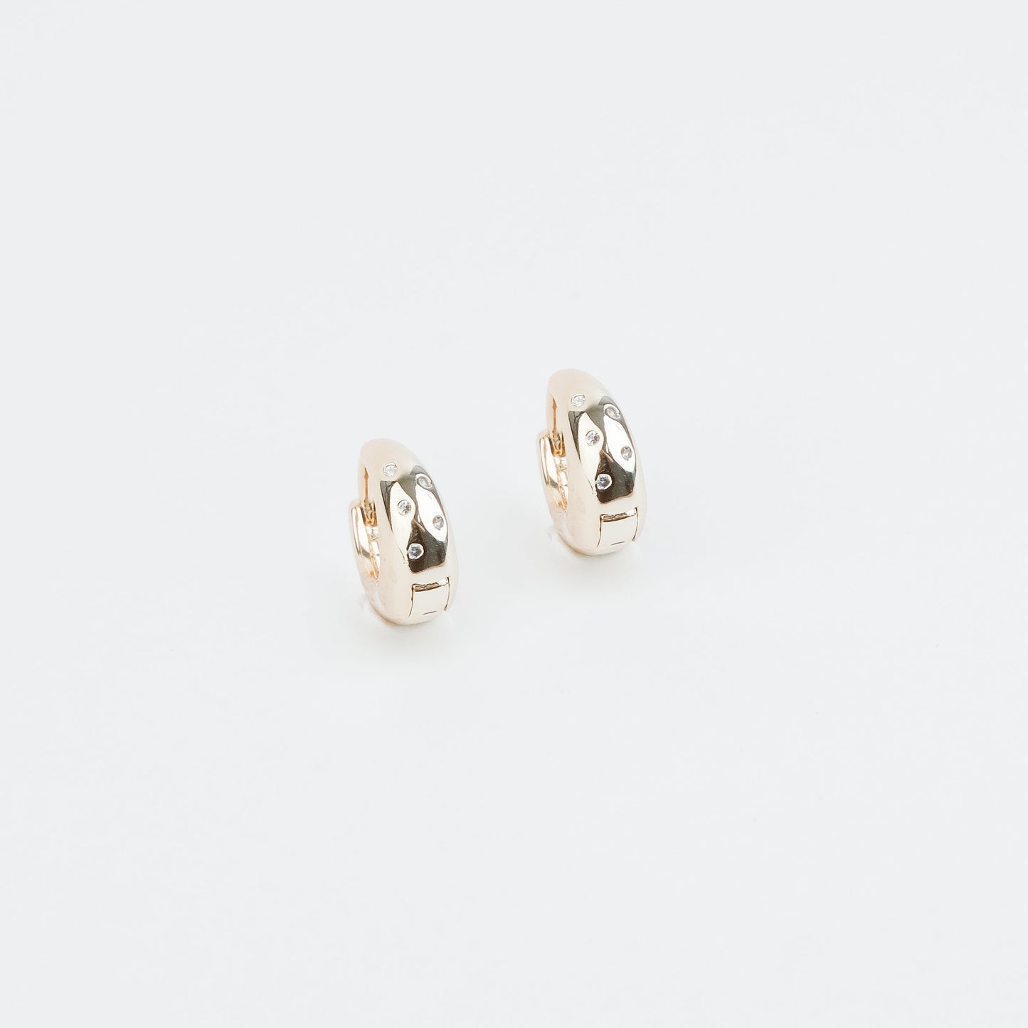Tiny Gold Cubic Zirconia Dotted Huggies