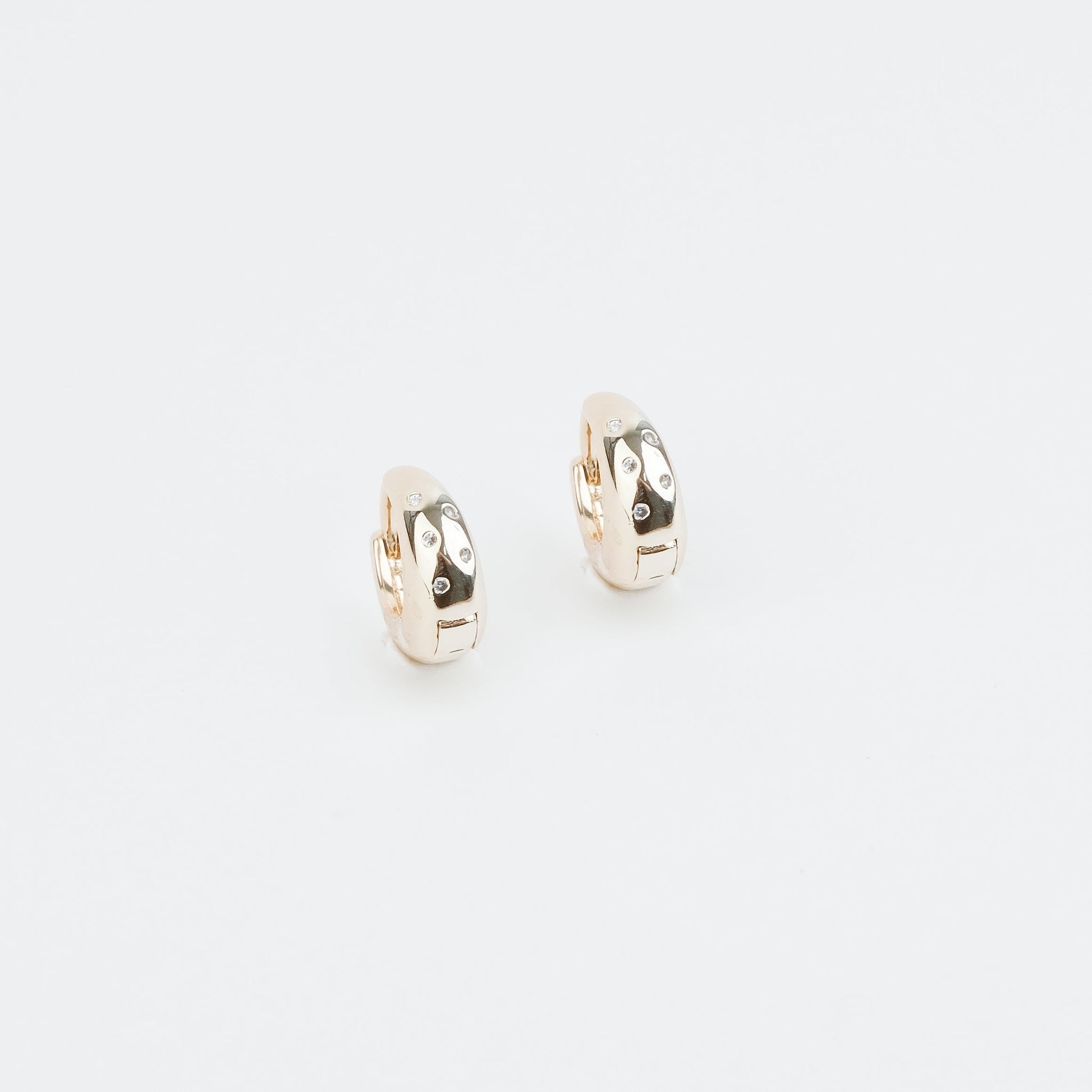 Tiny Gold Cubic Zirconia Dotted Huggies