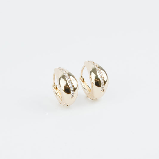 Gold Cubic Zirconia Stripe Huggies