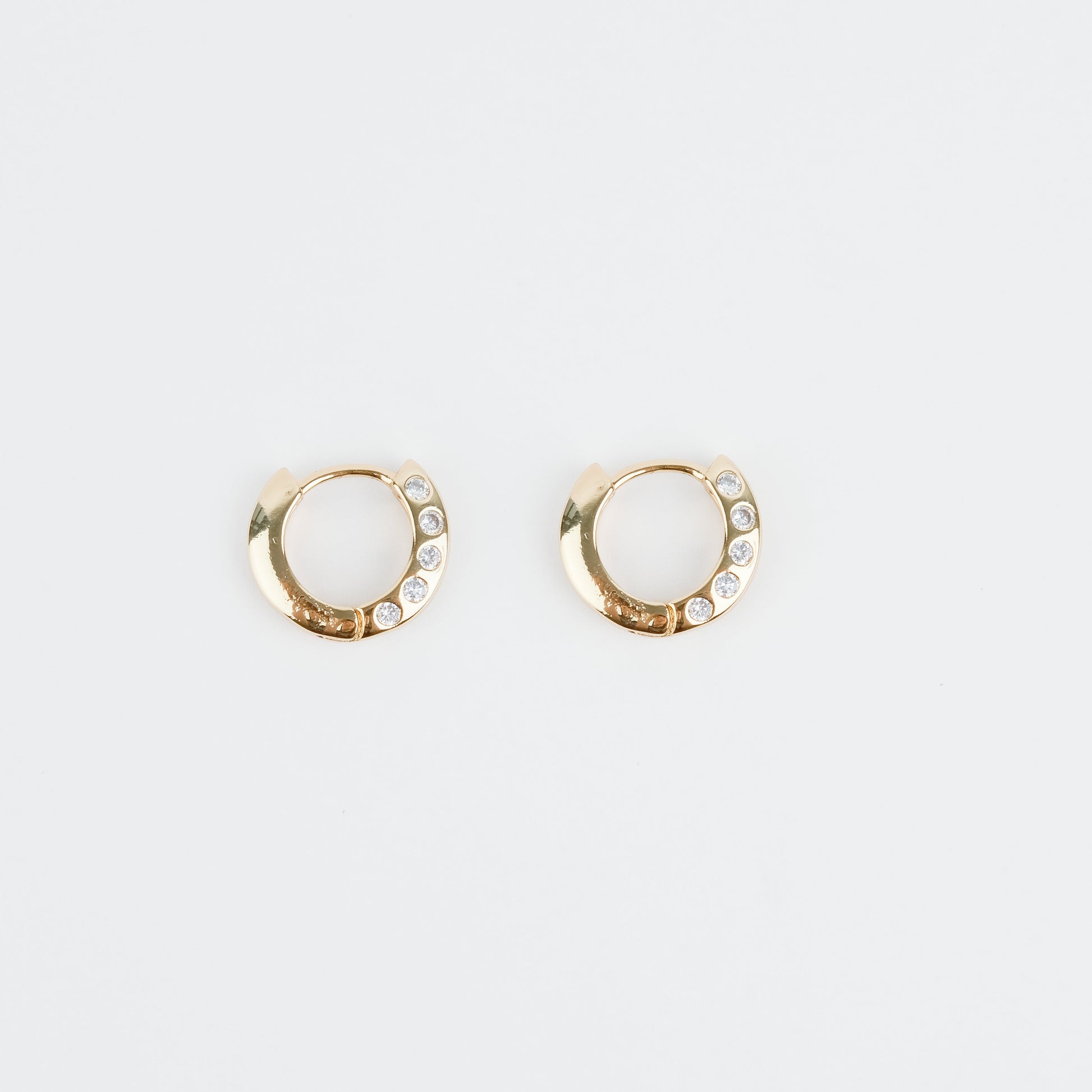 Gold Side Cubic Zirconia Huggies