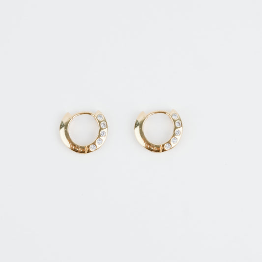 Gold Side Cubic Zirconia Huggies